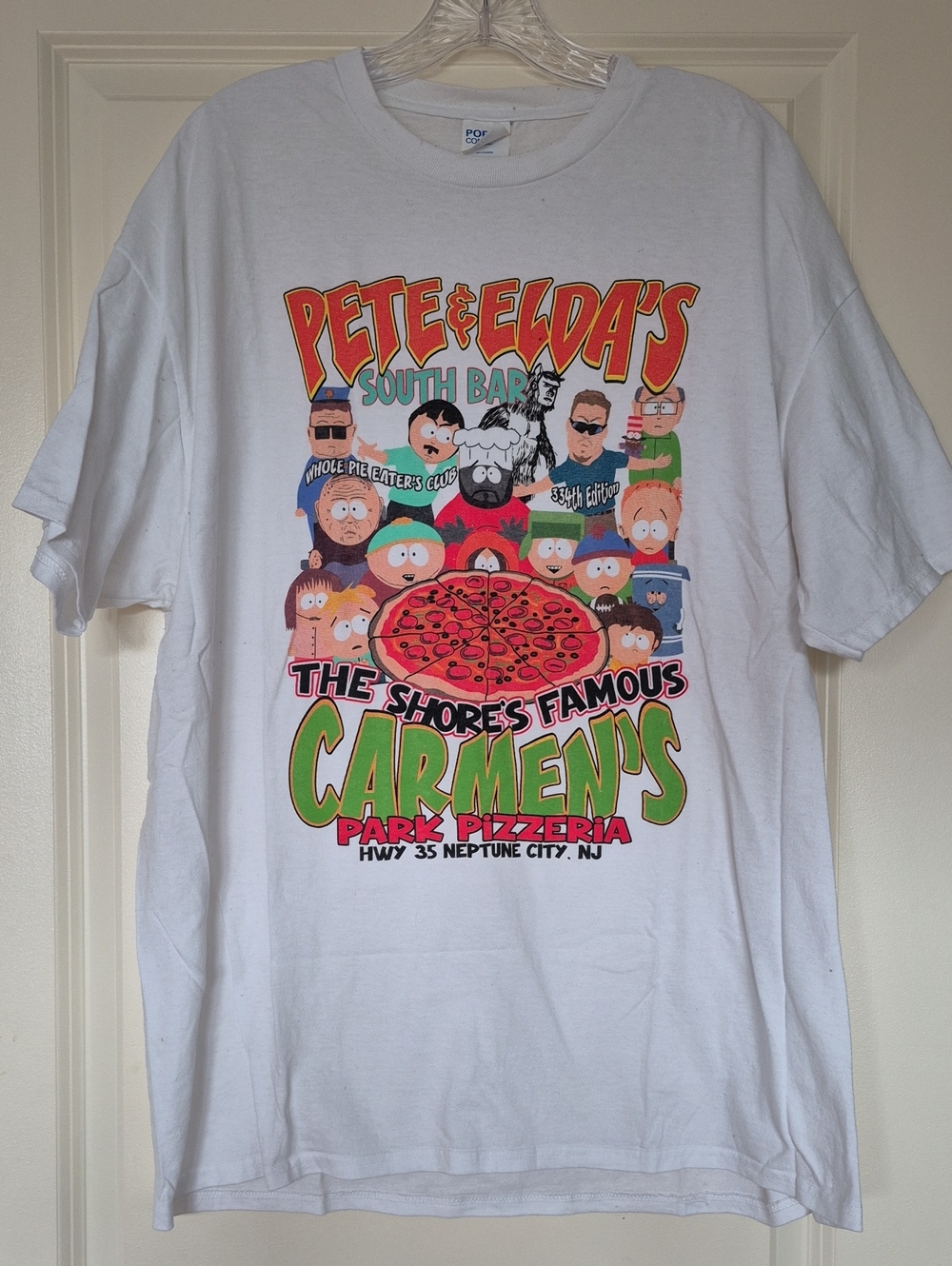 **Collectors! Pete & Elda's South Bar South Park Pizzeria Graphic Tee - White XL